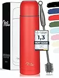 Milu Thermos Caffè Borraccia Termica - 1L, 750ml, 500ml - Termos Bottiglia Acqua per Vuoto in Acciaio Inox per Mantenere Caldo/Freddo (Rosso, 750 ml)