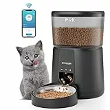 PUPPY KITTY Distributore Automatico Cibo per Gatti e Cani, 2.4G Wifi Mangiatoia Automatica con Timer, Funzione di Registrazione del Suono, Fino a 10 Pasti al Giorno (Nero)