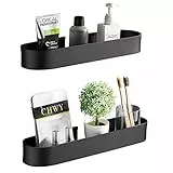 Bestdon Mensola Doccia Senza Foratura, Mensole Bagno Autoadesiva in Alluminio 30 cm, Mensole per Bagno da Parete Nero, 2 Pezzi
