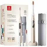 Oclean X Pro Digital Spazzolino Elettrico, 3 Modalità, 4 Testine e custodia da viaggio, con Schermo a colori, Timer e app, Supporto da parete raffinato, Oro