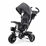 Kinderkraft AVEO Triciclo bambini dai 9 Mesi fino 25 kg, Passeggino con Maniglione del Genitore regolabile, Bici, Compatto pieghevole, Sedile girevole Fronte Mamma e Strada, Ruota libera, Grigio
