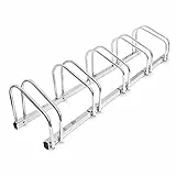 BAKAJI Rastrelliera per Biciclette da Pavimento o Parete Stand Parcheggio Esterno per Bici in Acciaio Porta Bici con Materiale di Montaggio Incluso (5 Posti)