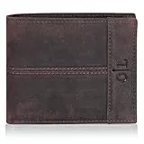 Eono Portafoglio sottile fatto a mano in vera pelle per uomini e donne in pelle con sistema di blocco RFID in portafogli minimalisti, Cacciatore marrone, S, Classico