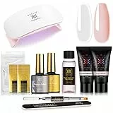 RSTYLE Acrigel per Unghie, 2 * 30g Nudo Trasparente Kit Semipermanente Unghie con Lampada UV/LED Poly Nail Gel Unghie Kit Ricostruzione Unghie Gel Completo per Nail Art Estensione Set