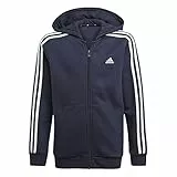 adidas B 3s Fz Hd, Felpa con Cappuccio Bambini e Ragazzi, Blu (Tinley)/Bianco, 9-10 anni