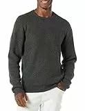 Amazon Essentials Maglione Morbido Girocollo a Maniche Lunghe in Punto Waffle Uomo, Carbone Puntinato, XL