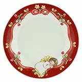 THUN - Piattino Sweet Christmas con Angelo Sognante - Porcellana - Linea Sweet Christmas - Living, Arredare la Casa - Ø 21 cm