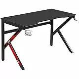 HOMCOM Scrivania Gaming per Computer, Scrivania Ufficio Porta PC con Porta Bicchieri e Supporti, Nera 120x60x73cm