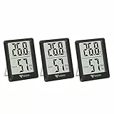 DOQAUS Igrometro Digitale Termometro Interno, [3 Pezzi] Termometro Ambiente Interno con Livello di Comfort,Mini Termoigrometro,Accurato Monitor Temperatura e Umidità per Casa, Ufficio, Serra (Nero)