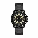 Armani Exchange Orologio da uomo, movimento a tre lancette, cassa in acciaio inossidabile nero da 44 mm e bracciale in acciaio inossidabile, AX1855