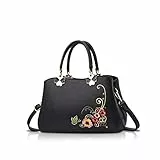 NICOLE&DORIS Donne Borse a mano Retro Borsa a tracolla Le signore Moda Borsa a tracolla Borsa Totalizzatore Ricamo Fiore nero