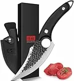 SHAN ZU Coltello da Cucina con Fodero in Pelle Coltello Chef Giapponese Professionale Afilato Forgiato a Mano da 6 Inch Coltello per Mannaia Vichingo con Manico G10 per Griglia da Campeggio da Cucina