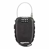 Amazon Basics - Lucchetto a 4 cifre, AB-BL101, con cavo retrattile, Combinazione, confezione da 1, nero