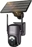 Xega Telecamera di sicurezza solare Wireless, 2K Super HD PTZ CCTV Telecamera di sorveglianza Wi-Fi Sicurezza domestica Visione notturna a colori PIR/AI Rilevamento umano Audio bidirezionale