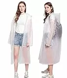 QMAHA 2 Pezzi Poncho Impermeabile, Riutilizzabili Poncho Portatile Eva, Multiuso Impermeabile Poncho, Poncho Antipioggia di Emergenza per Escursionismo Viaggi Pesca Parchi Per Uomo E Donna (Bianco)
