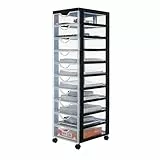 Iris Ohyama, Torre di stoccaggio in plastica, Cassetto da scrivania da 7 litri, Con ruote, DDDC-010, Bianco, Maniglia ergonomica - L37,5 x P29 x A100,5 cm