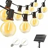 Yuusei Luci A Festone Per Esterni Ad Energia Solare Da 30M/100FT, G40 A Energia Solare Da Giardino Con 50+2 Lampadine A Led Infrangibili, Impermeabili Da, Per Patio, Cortile, Bistrot