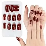 24 Pz Unghie Finte Medie Ovali Unghie Finte Rosse Lucide Copertura Completa Accessori Nail Art Decorazioni per Unghie Donna Ragazze Manicure Fai da Te (A)
