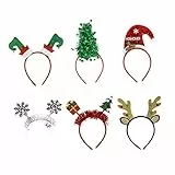 NOLITOY 6 Pezzi Temi Copricapo Abiti Natalizi Annuali Glitter Renna Cerchietto Fascia Per Fasce Festive E Graziose Fascia Per Le Vacanze Albero Cena Cabina Di Babbo
