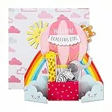 Hallmark Biglietto di auguri per la nascita della ragazza – simpatico design 3D con mongolfiera