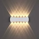 Hommdiy 12W Applique Esterno COB LED Rettangolare Moderno, Up Down Lampada da Parete Esterno Interno Moderno, in Alluminio IP65 Impermeabile Applique da Parete, Luce Bianco Caldo 3000K, Bianco