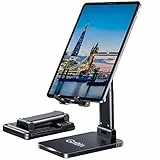Gritin Supporto Tablet, Regolabile Porta Cellulare da Tavolo, Antiscivolo e Pieghevole Dock Telefono Stabile Compatibile con il Nuovo iPad 12.9, 11, 10.5, 9.7 Air mini 2 3 4 e Tutti i Tablet 4.7-13'