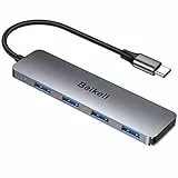 Hub USB C, Beikell 4 Porte Hub USB 3.0 - Ultra Sottile Adattatore USB Type C a USB OTG, Alta Velocità Tipo C Hub in Alluminio per Macbook, Mac Pro/Mini, iMac, Notebook, Linux, ecc.