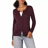 Amazon Essentials Cardigan Girocollo Leggero (Taglie Forti Disponibili) Donna, Bordeaux, L