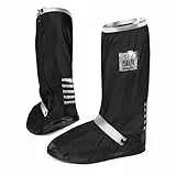 PERLETTI Copriscarpe Impermeabili Alti Neri - Copriscarpa Catarifrangenti Resistenti Acqua Riutilizzabili con Suola Antiscivolo - Punta e Tallone Rinforzati - Galosce Pioggia Fango (Argento, M 40/42)