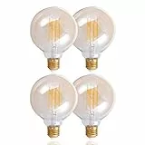Paco Home Lampadina G95 per attacco E27 disegno vintage con vetro ambrato dimmerabile, Colore: Ambre - lot de 4