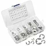 cococity 130 Pezzi A2896 Seeger Assorti E-clip Anello, Esterna Anello di Sicurezza 1,5mm-10mm, E Tipo Anello in Acciaio Inossidabile con Scatola di Plastica per Officina, Tuttofare