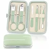 7 in 1 Tagliaunghie Set Professionale, Kalolary Kit Professionale Cura Unghie Acciaio Inossidabile Kit per Cura Unghie con Custodia Viaggio Portatile Spesse Rimozione Cuticole Unghie Piedi Donna Uomo