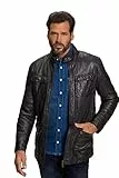 JP 1880 Giacca in nappa d'agnello con fodera calda e collo alto marrone nero 5XL 809740127-5XL