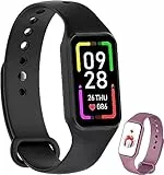 IOWODO R1 Smartwatch Uomo Donna con ossimetro (SpO2) Monitor Contapassi frequenza cardiaca Sonno Pedometro,Smart Watch Donna Uomo con notifica messaggi,IP68 Impermeabile per Android iOS (2 Cinturini)