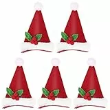 luoem 5 pezzi capelli clip LED Cappello di Babbo Natale Natale capelli gioielli (Tricorne)