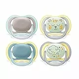 Succhietto Ultra Air Philips Avent - Confezione da 4 ciucci per bambini leggeri, traspiranti, luminosi al buio, 18M+ (modello SCF349/43)