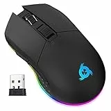 KLIM Blaze - Mouse Gaming Wireless RGB Ricaricabile + Sensore ad Alta precisione con Batteria di Lunga Durata + Regolabile Fino a 10000 DPI + modalità Wireless e con Cavo + novità 2023 + (Black)