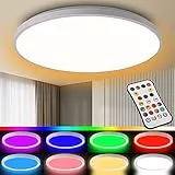 Plafoniera LED Soffitto 24W, Ø30cm RGB Plafoniere Lampada Dimmerabile con Telecomando, A Prova di Umidità, Insetti, Polvere per Soggiorno, Ufficio, Camera da Letto, Bagno, Cucina, Balcone, Corridoio