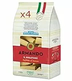X4 PASTA ARMANDO IL RIGATONE DI SEMOLA DI GRANO DURO ITALIANO - TRAFILATA AL BRONZO - ZERO RESIDUI DI PESTICIDI E GLIFOSATO (4 X 500gr)