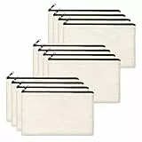 12 Pezzi Astuccio in Tela Bianco con Cerniera, Astuccio per Matite Vuoto Fai Da Te,Astuccio in Tela Bianco，Astuccio per Matite Vuoto，Pochette in Tela di Cotone Piccola per Viaggi Ufficio e Scuola