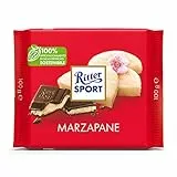 RITTER SPORT Marzapane, Tavoletta di Cioccolato Fondente Ripieno Con Marzapane, Morbida Pasta di Mandorle e Croccante Cioccolato, Cacao 100% Certificato Sostenibile, 100 g