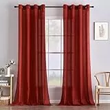MIULEE Tende per Interni Tenda Camera da Letto Soggiorno Lino Finestre Con Occhielli Tenda a Pannello Traslucido Adatte Moderne Trasparente Tende Cucina Rosso 140 x 260 CM