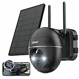 ieGeek 2K Telecamera Wi-Fi Esterno Senza Fili 360° PTZ Videocamera Sorveglianza WiFi con Pannello Solare, 3MP Visione Notturna a Colori 15m,Rilevamento Umano PIR e Allarme Sonoro e Luminoso