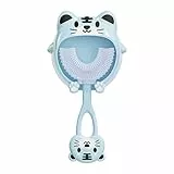 Spazzolino da denti a forma di U per bambini con supporto a parete .testa tonda in silicone per bambini a 360°pulizia orale di tutta la bocca spazzolino da denti per bambini dai 2 agli 8 anni (Blue)