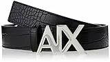 ARMANI EXCHANGE Fibbia con Logo, Stampa Tortoiseshell Cintura, Schwarz, XL Casual