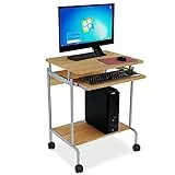 Bricozone Mobile Pc Scrivania Postazione Computer Scrivania Con Rotelle Postazione Computer PC Stockton Con 3 Ripiani Salvaspazio Soggiorno Camera Ingresso Studio Ufficio 60 x 45 x 75 Cm Rovere