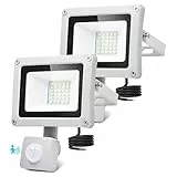wowspeed 30W Faretto con Sensore di Movimento,3000lm Faro LED Esterno con PIR,6500K Bianco freddo Faretto LED per Esterni,Proiettore LED Impermeabile IP66,Luce LED per Giardino,Patio,Garage,2 Pezzi