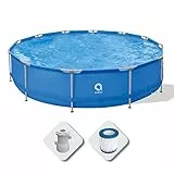 Avenli Piscina Fuoriterra Rotonda con Struttura in Acciaio Cm 420x84 Azzurra con Pompa Filtro Inclusa