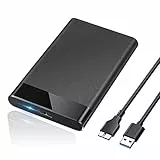 POSUGEAR Case HDD 2.5 SATA USB 3.0, Case Hard Disk Esterno 2.5 per SATA III 7mm/9.5mm SSD HDD, Supporto UASP/TRIM & Nessuno Strumento Case Disco Rigido Compatibile con WD Toshiba Seagate PS4 Xbox-Nero