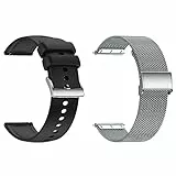 Popglory P66 Cinturini per Orologi 22MM Cinturino di Ricambio per Smart Watch Cinturini di Chiamata Bluetooth in Silicone/Milanese per Uomini e Donne P66 (2PCS)